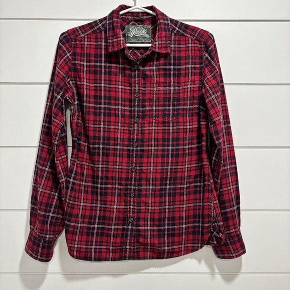 Women's Roots plaid flannel 100% cotton button down fitted shirt size M - Picture 2 of 14
